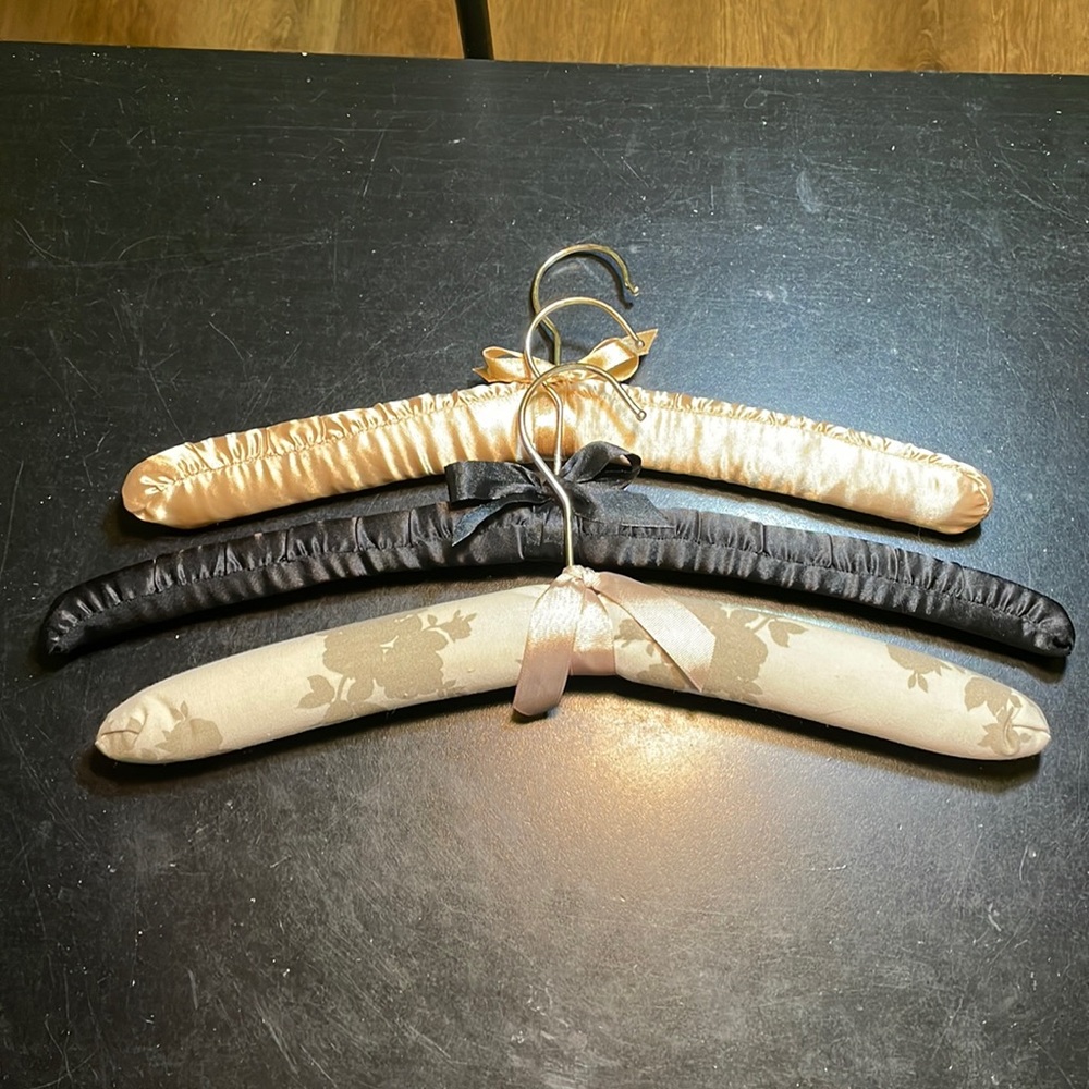 3 Vintage Padded Lingerie Hangers